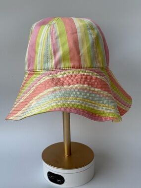 Pastel Striped Bucket Hat - Pink, Yellow, Green, Cream